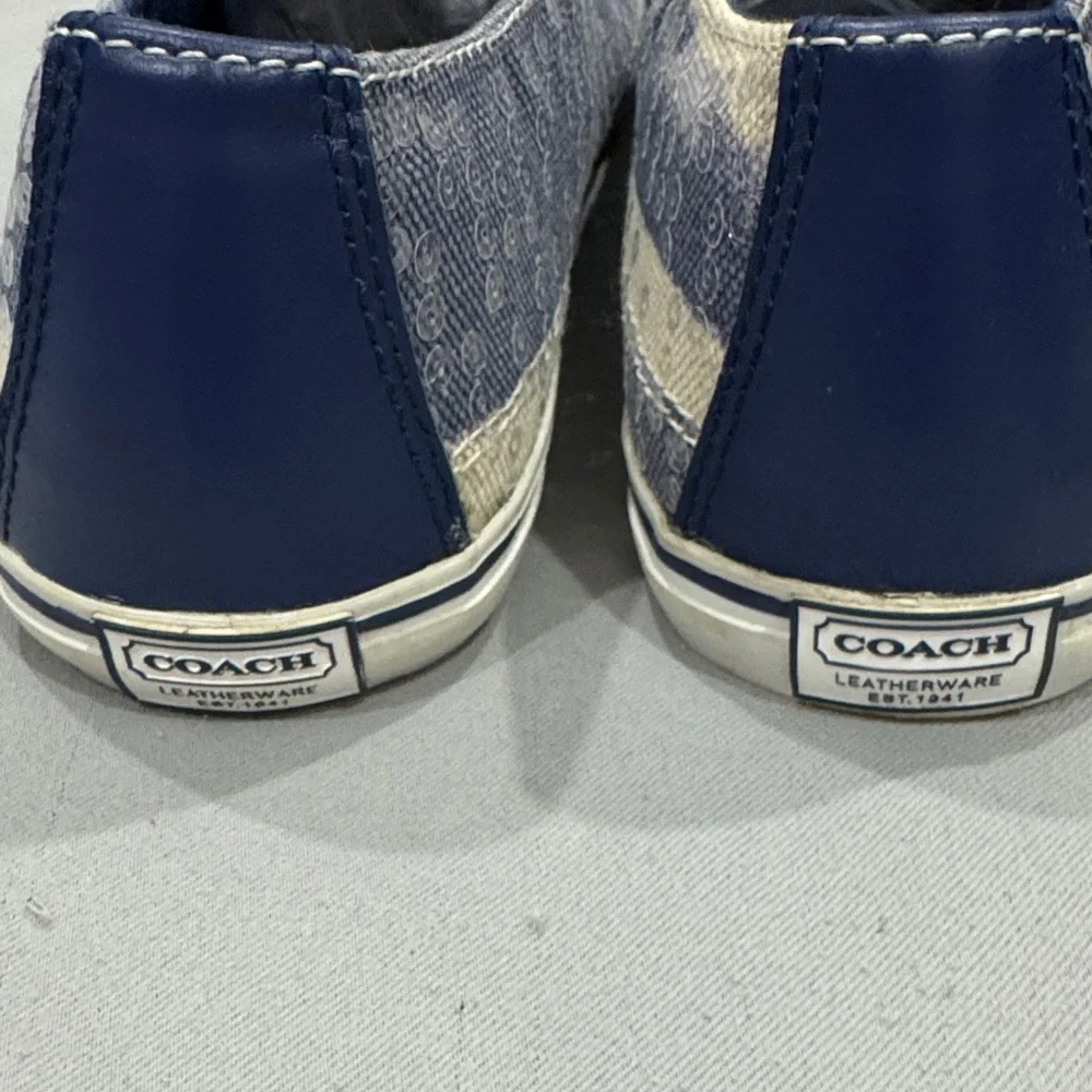 Coach Blue and Cream Slip-On Sneakers - Picture 3 of 10